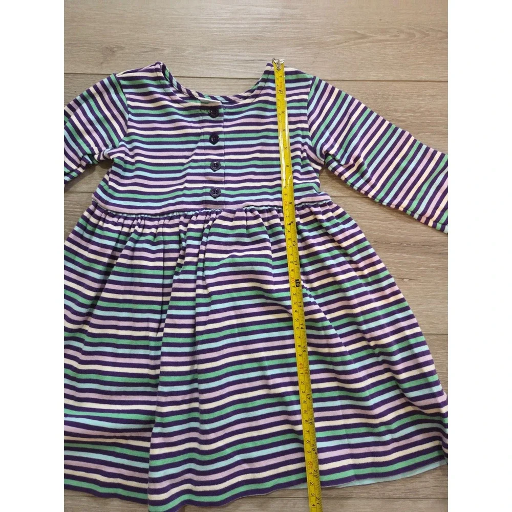 Hanna Andersson Purple Striped Dress Long Sleeve Buttons Girls 110 US 5 - read